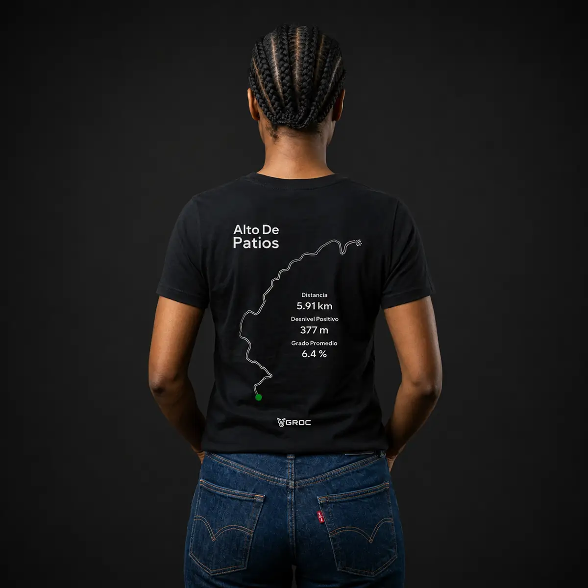 Camiseta alto de patios mujer color negra, diseño exclusivo para mujer