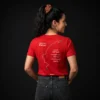 Camiseta-Mujer-Patios-Roja-Trasera Camiseta alto de patios mujer color roja, diseño exclusivo para mujer
