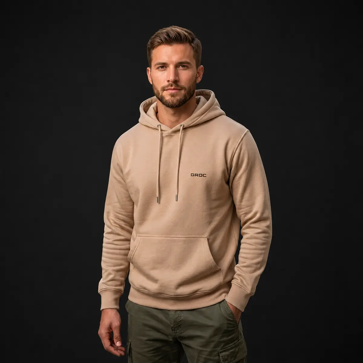 Buzo-Capota-Hombre-Beige-Frontal