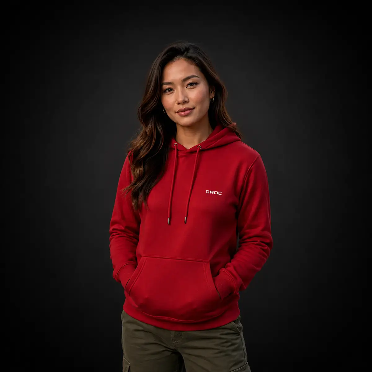 Buzo-Capota-Mujer-Rojo-Frontal